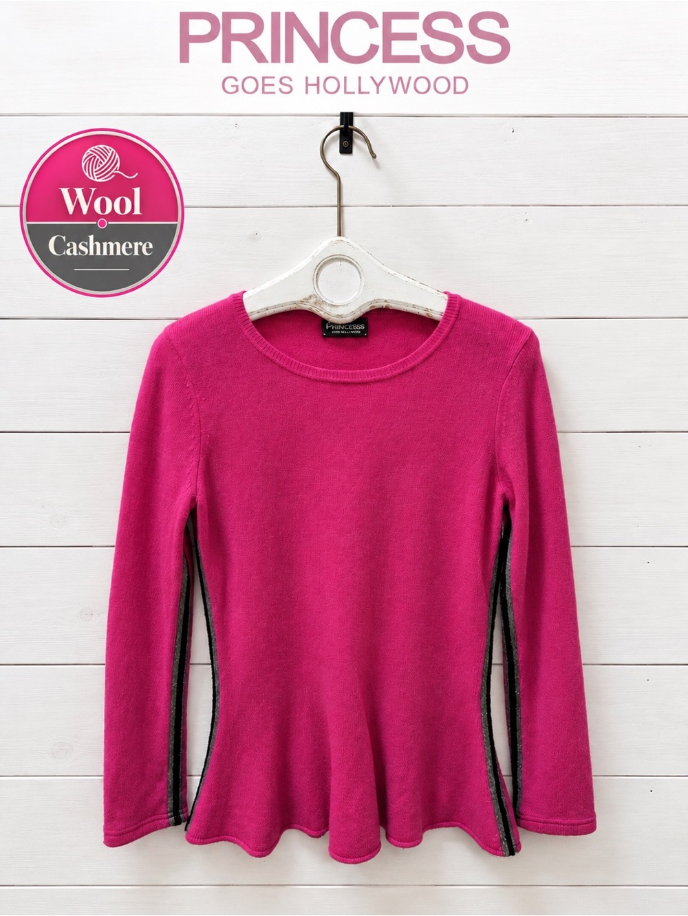 PRINCESS GOES HOLLYWOOD Wool Cashmere Flared Sweater Pink Size 38